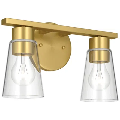 Kichler Stamos 13.25" 2-light Vanity Light With Clear Glass In Brushed Gold