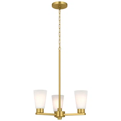 Kichler Stamos 18" 3-light Brushed Gold Chandelier With Satin Etched Glass
