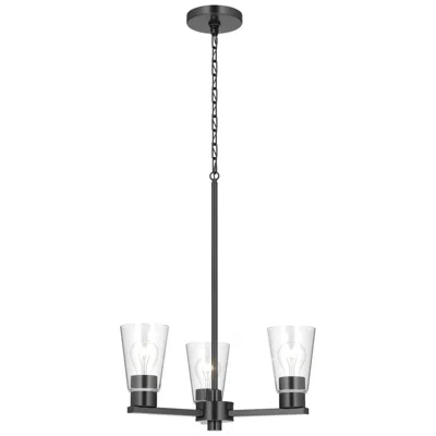 Kichler Stamos 18" 3-light Chandelier With Clear Glass In Black