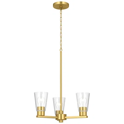 Kichler Stamos 18" 3-light Chandelier With Clear Glass In Brushed Gold