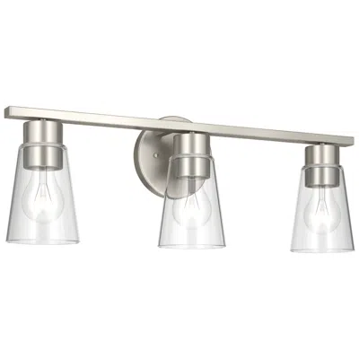 Kichler Stamos 22.25" 3-light Brushed Nickel Vanity Light With Clear Glass In Silver