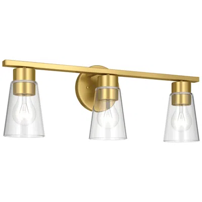 Kichler Stamos 22.25" 3-light Vanity Light With Clear Glass In Brushed Gold