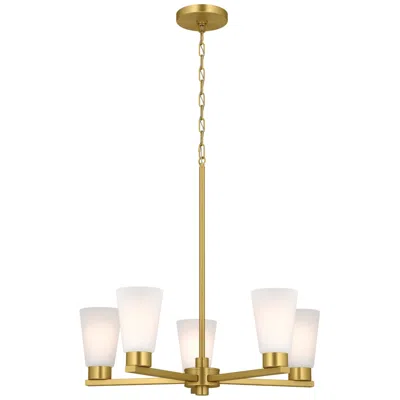 Kichler Stamos 24" 5-light Brushed Gold Chandelier With Satin Etched Glass