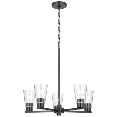Kichler Stamos 24" 5-light Chandelier With Clear Glass In Black