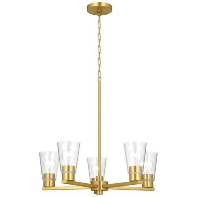 Kichler Stamos 24" 5-light Chandelier With Clear Glass In Brushed Gold