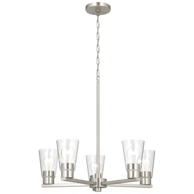 Kichler Stamos 24" 5-light Chandelier With Clear Glass In Brushed Nickel In Silver