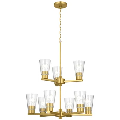 Kichler Stamos 24" 9-light 2-tier Brushed Gold Chandelier With Clear Glass