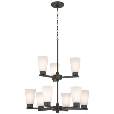 Kichler Stamos 24" 9-light 2-tier Olde Bronze Chandelier W/etched Glass