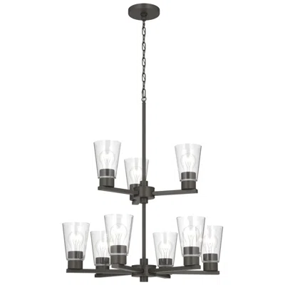 Kichler Stamos 24" 9-light 2-tier Olde Bronze Chandelier With Clear Glass