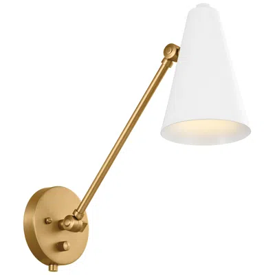Kichler Sylvia Natural Brass With White Adjustable Wall Lamp