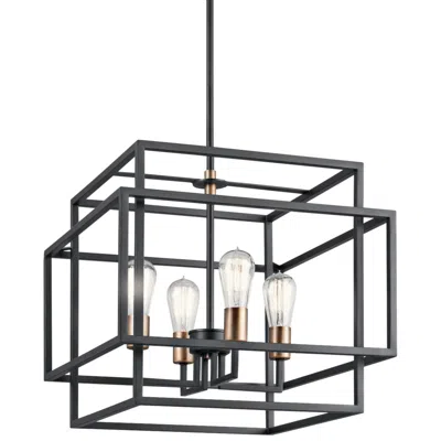 Kichler Taubert 18"w Black Steel Open-cube 4-light Pendant