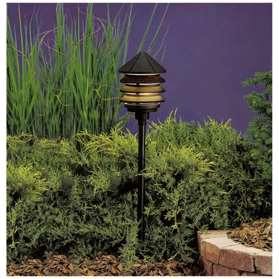 Kichler Three Tier 9.5" High 120v Textured Black Modern Path Light