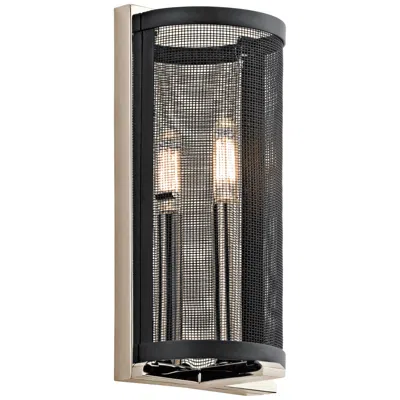 Kichler Titus 12" High Black Mesh Polished Nickel Wall Sconce