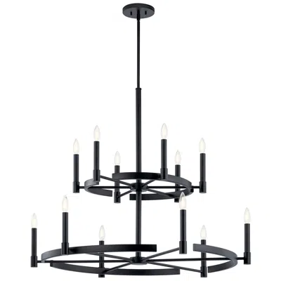 Kichler Tolani 40" Two-tier 12-light Modern Black Ring Chandelier
