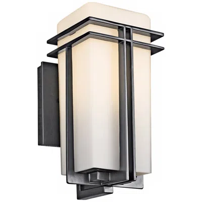 Kichler Tremillo 11 3/4" High Black And Satin Glass Outdoor Wall Light