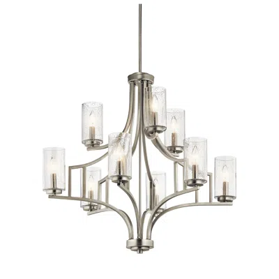 Kichler Vara 32" Wide 9-light Tiered Glass And Nickel Chandelier