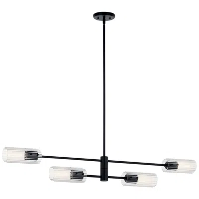 Kichler Velestino Black Linear Clear Fluted Linear Chandelier 4lt