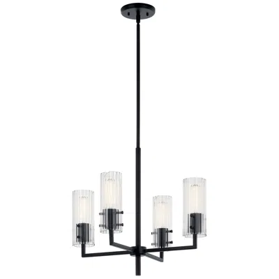 Kichler Velestino Black Round Clear Fluted Chandelier 4lt