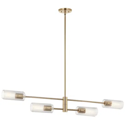 Kichler Velestino Champagne Bronze Linear Clear Fluted Linear Chandelier 4lt