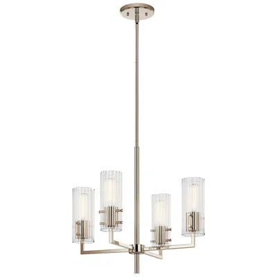 Kichler Velestino Polished Nickel Round Clear Fluted Chandelier 4lt