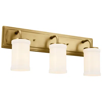 Kichler Vetivene 24" Wide 3-light Brass And White Glass Bath Fixture