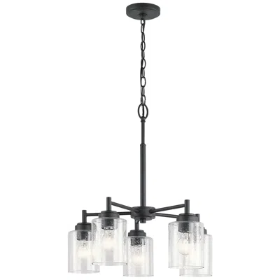 Kichler Winslow 19 3/4" Wide Black And Seeded Glass 5-light Chandelier