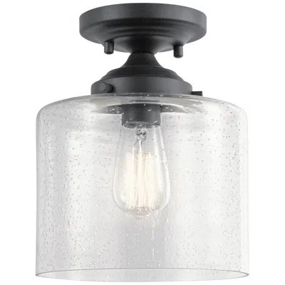 Kichler Winslow 8 1/2" Wide Black And Seeded Glass Ceiling Light