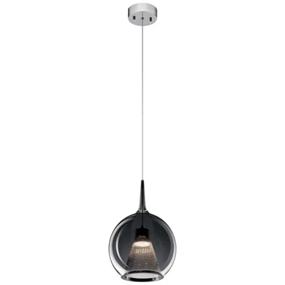 Kichler Zin 10-inch 1-light Chrome Round Led Mini Pendant With Smoked Glass
