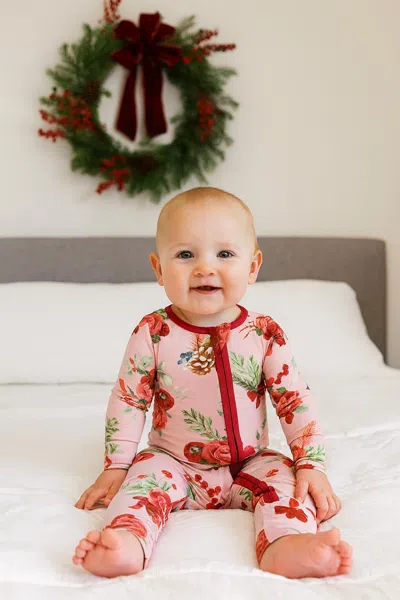 Kickee Kids' Baby's Convertible Coverall In Baby Rose Holiday Floral In Multi
