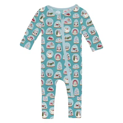 Kickee Kids' Baby's Convertible Coverall In Glacier Snow Globes In Blue