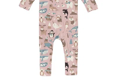 Kickee Kids' Baby's Convertible Coverall In Rose Arctic Animals In Pink