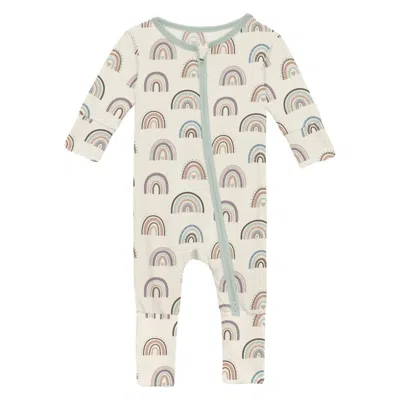 Kickee Kids' Baby's Convertible Sleeper With 2-way Zipper In Earthly Rainbows In Neutral