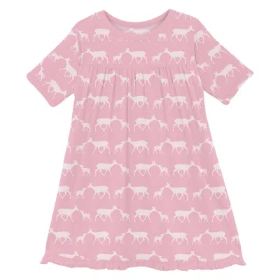 Kickee Kids' Baby Girl's Classic Short Sleeve Swing Dress In Pink
