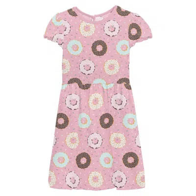 Kickee Kids' Baby Girl's Flutter Sleeve Twirl Dress In Cake Pop Donuts & Sprinkles In Pink