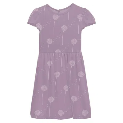 Kickee Kids' Baby Girl's Flutter Sleeve Twirl Dress In Lavender Dandelion Wish In Pink