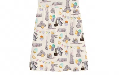 Kickee Kids' Baby Girl's Flutter Sleeve Twirl Dress In Natural Egg Hunt In White