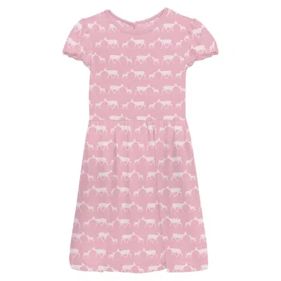 Kickee Kids' Baby Girl's Flutter Sleeve Twirl Dress In Pockets Cake Pop Doe & Fawn In Pink