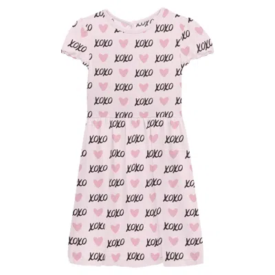 Kickee Kids' Baby Girl's Flutter Sleeve Twirl Dress In Shrinking Violet Xoxo In Pink