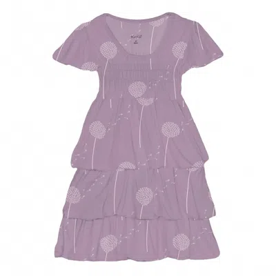 Kickee Kids' Baby Girl's Short Sleeve Layered Ruffle Dress In Lavender Dandelion Wish In Purple