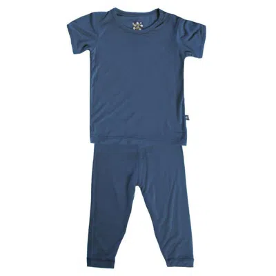 Kickee Kids' Boy's Bamboo Short Sleeve Pajama Set In Twilight In Blue