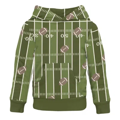Kickee Kids' Boy's Fleece Kangaroo Pocket Pullover In Pesto Football In Green
