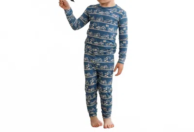 Kickee Kids' Boy's Long Sleeve Pajama Set In Blue