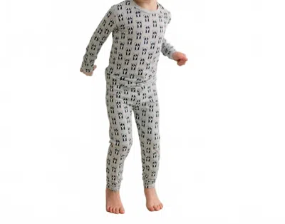 Kickee Kids' Boy's Long Sleeve Pajama Set In Grey In Gray