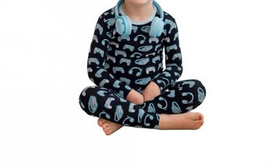 Kickee Kids' Boys Long Sleeve Pajama Set In Midnight Gamer In Multi