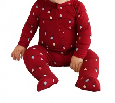 Kickee Kids' Convertible Coverall In Crimson Holiday Lights In Brown