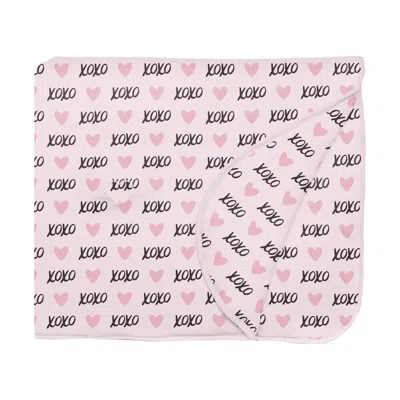 Kickee Fluffle Throw Blanket In Embroidery Shrinking Violet Xoxo