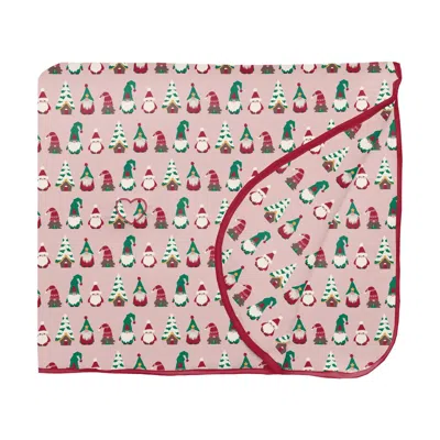 Kickee Fluffle Throw Blanket With Embroidery 55" X 75" In Baby Rose Gnomes In Pink
