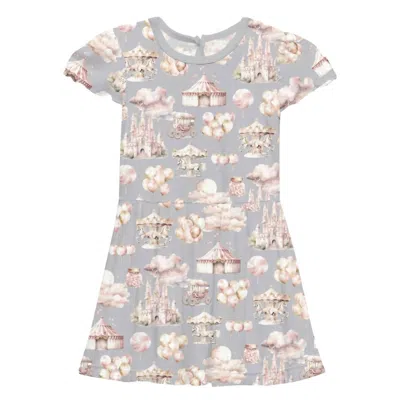 Kickee Kids' Girls' Flutter Sleeve Twirl Dress In Dove Princess Dreams In Purple