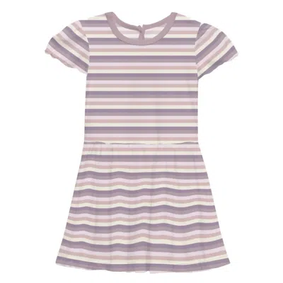 Kickee Kids' Girls' Flutter Sleeve Twirl Dress In Lavender Bliss Stripe In Multi