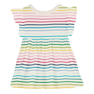 Kickee Kids' Girls' Short Sleeve Lola Swing Dress In Happy Stripe In Multi